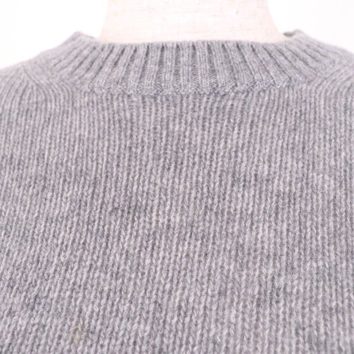 美品☆PRADA プラダ 2021年製 P24M2H バージンウール カシミヤ混 ロゴデザイン 長袖 ニット トップス グレー 38 正規品 レディース