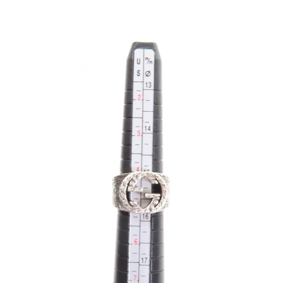 美品★GUCCI グッチ 455302 インターロッキングG アラベスク リング・指輪 AG925 シルバー 9 日本サイズ7号相当 イタリア製 レディース