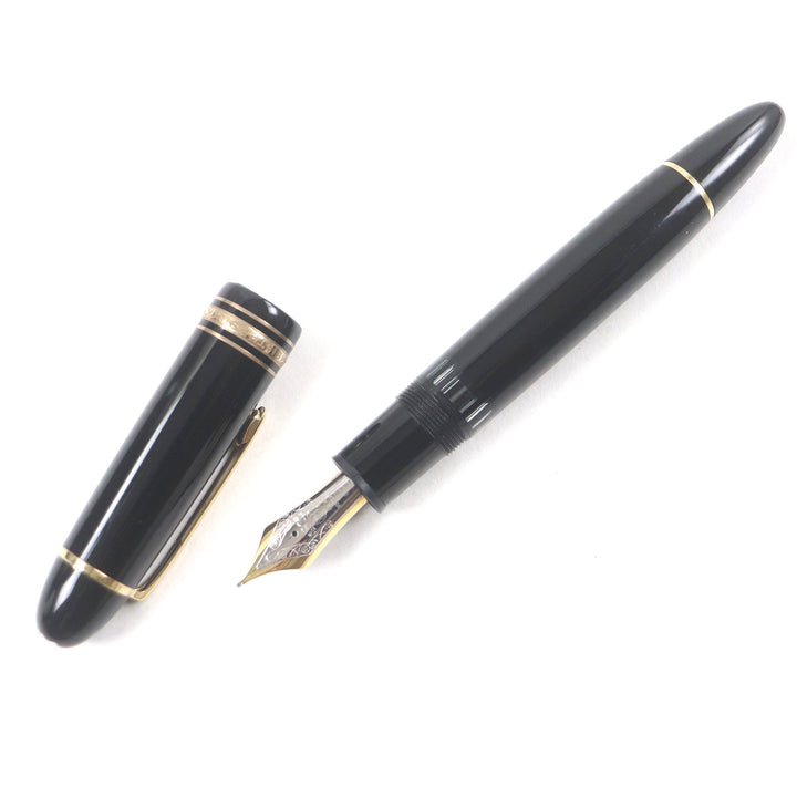 美品□MONTBLANC モンブラン マイスターシュテュック 149 ペン先18K Fニブ キャップ式 万年筆 ブラック ゴールド 西ドイツ製 メンズ