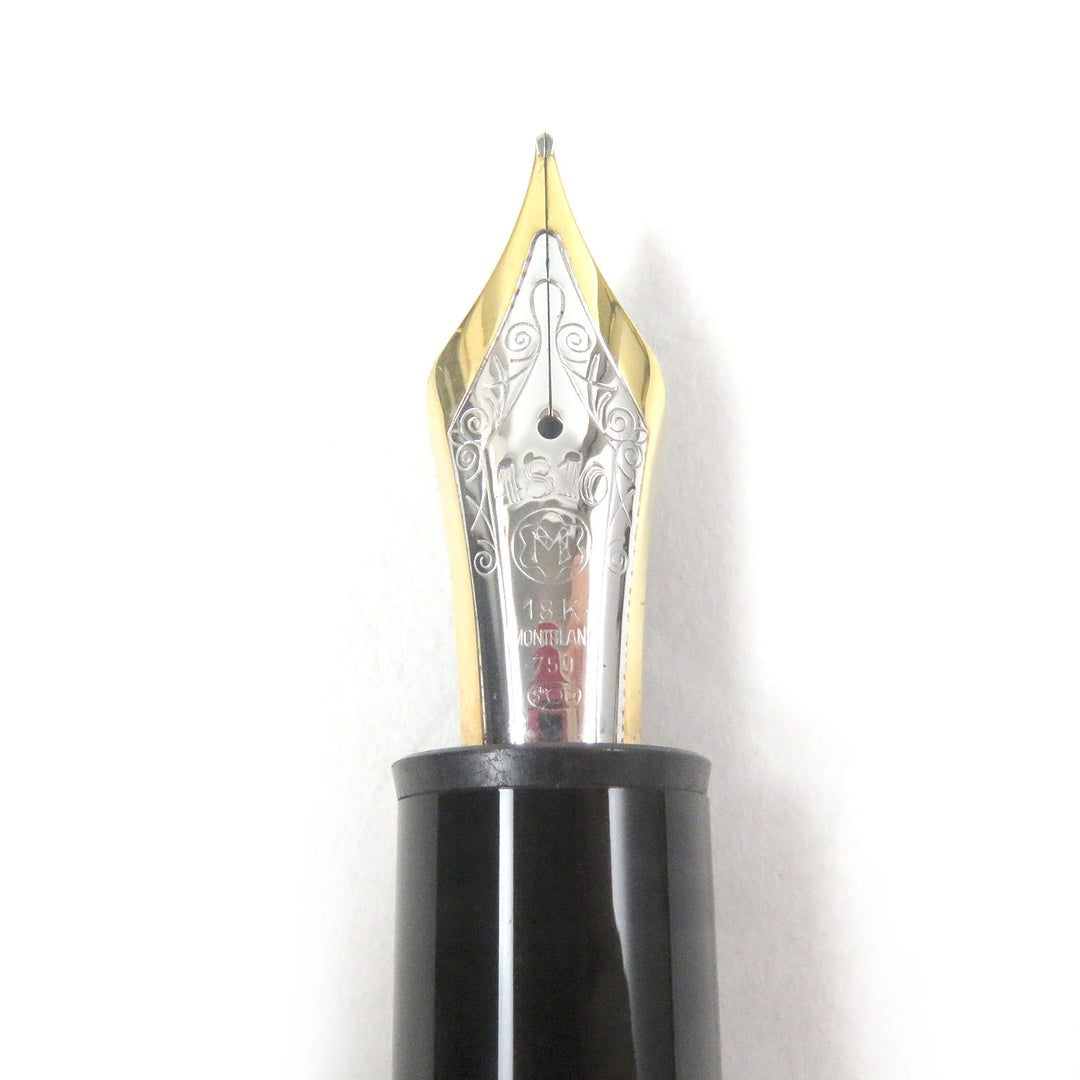 美品□MONTBLANC モンブラン マイスターシュテュック 149 ペン先18K Fニブ キャップ式 万年筆 ブラック ゴールド 西ドイツ製 メンズ