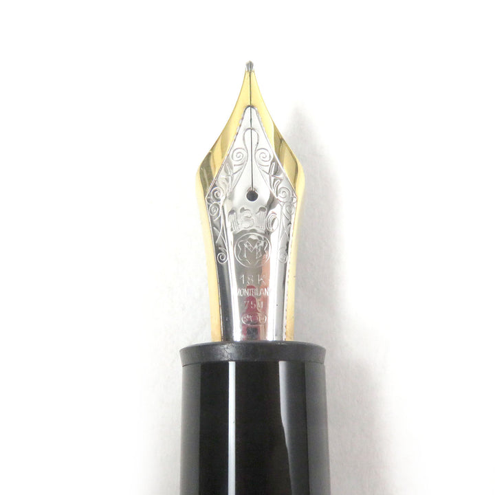 美品□MONTBLANC モンブラン マイスターシュテュック 149 ペン先18K Fニブ キャップ式 万年筆 ブラック ゴールド 西ドイツ製 メンズ