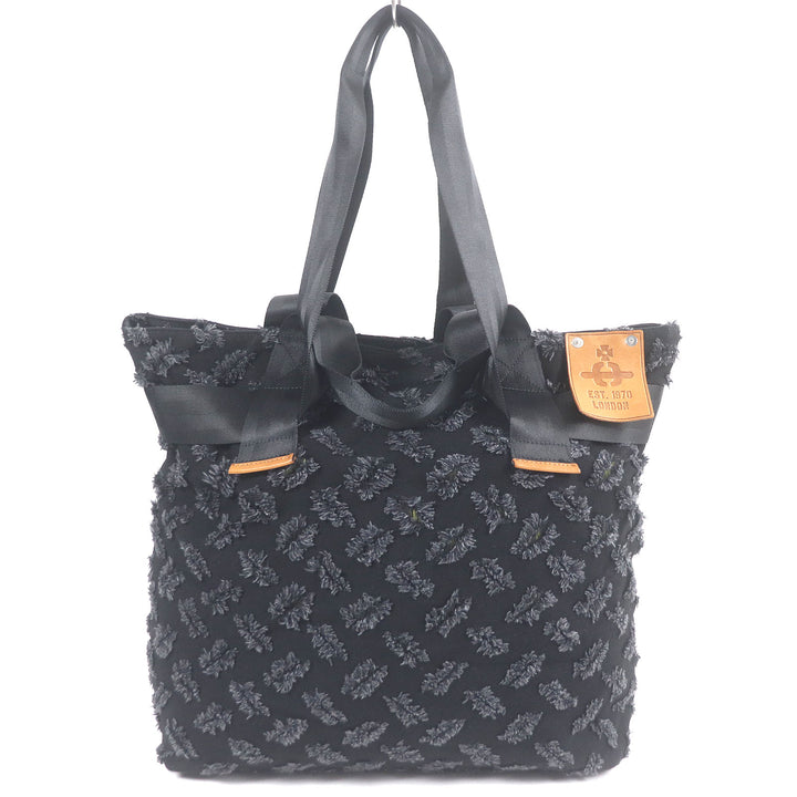 美品□Vivienne Westwood ヴィヴィアンウエストウッド レザーパッチ付き 2WAY 大型 キャンバス トートバッグ ブラック 日本製 メンズ