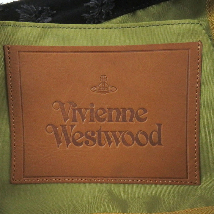 美品□Vivienne Westwood ヴィヴィアンウエストウッド レザーパッチ付き 2WAY 大型 キャンバス トートバッグ ブラック 日本製 メンズ