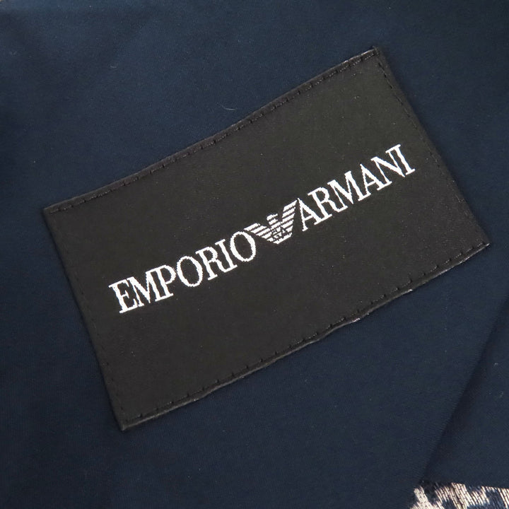 極美品△EMPORIO ARMANI エンポリオ アルマーニ リネン シルク混 総柄デザイン シングル テーラードジャケット 40 正規品 定価143000円