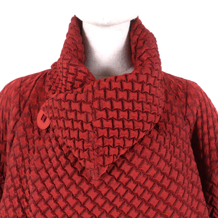 極美品△ISSEY MIYAKE イッセイミヤケ IM94FA501 3Dスチームストレッチ バブルコート 変形 オーバーシルエット レッドブラウン 2 正規品