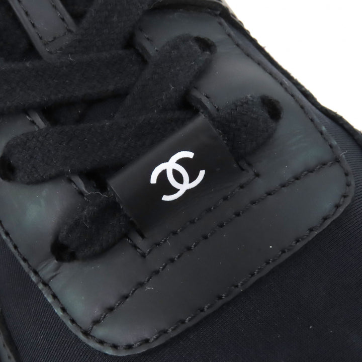 美品△CHANEL シャネル G45016 ココマーク スウェード レザー スニーカー オールブラック 36.5 保存袋付き イタリア製 レディース