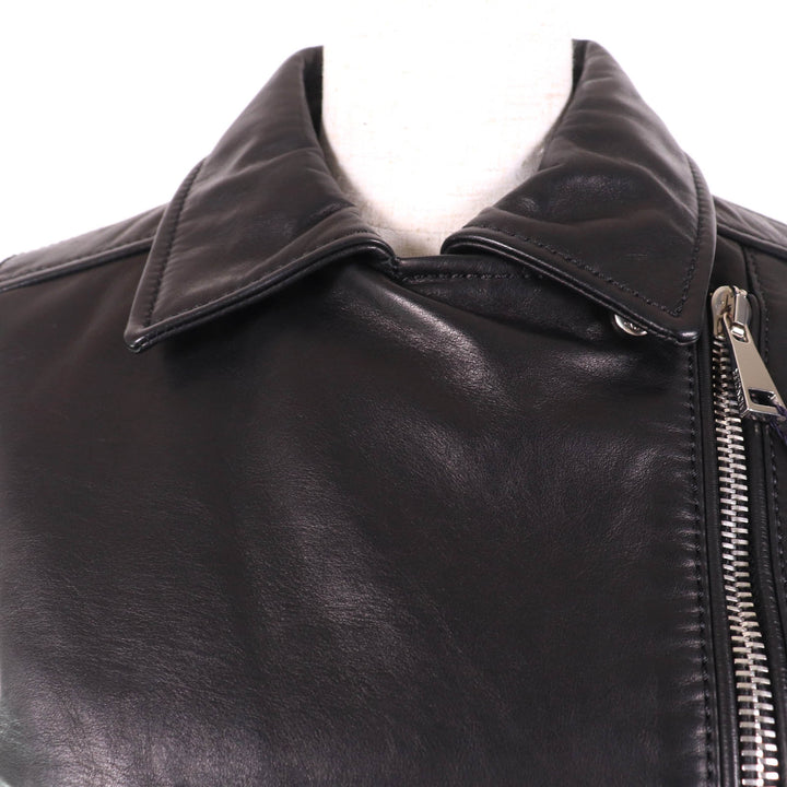 未使用品☆MONCLER モンクレール RODEIA ロゴボタン付 ZIP UP レザーベスト ダウンベスト ブラック 0 レディース