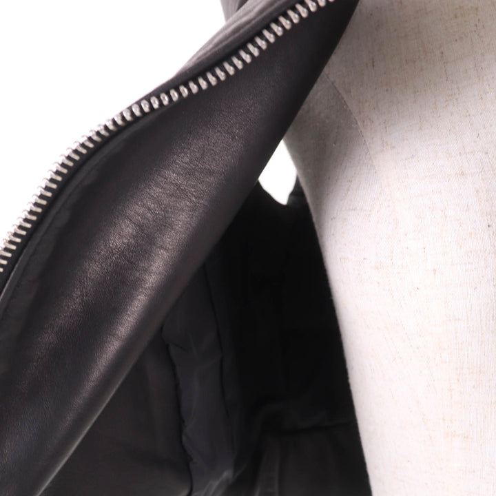 未使用品☆MONCLER モンクレール RODEIA ロゴボタン付 ZIP UP レザーベスト ダウンベスト ブラック 0 レディース