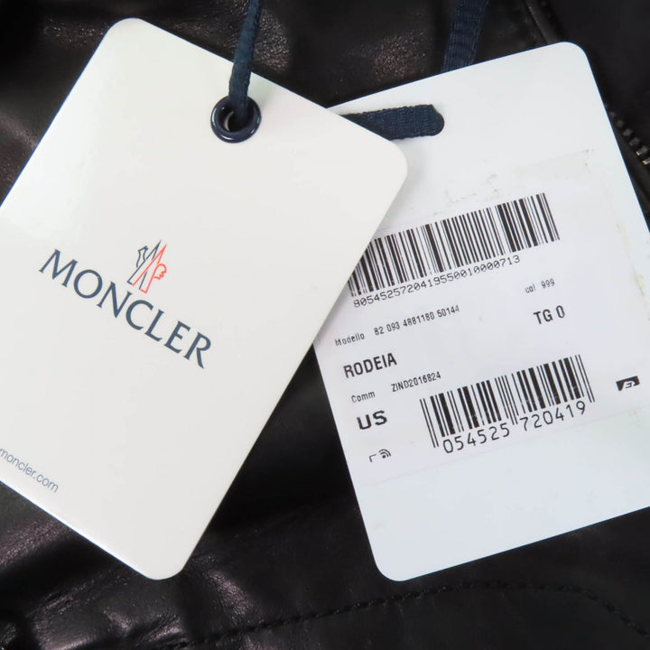 未使用品☆MONCLER モンクレール RODEIA ロゴボタン付 ZIP UP レザーベスト ダウンベスト ブラック 0 レディース
