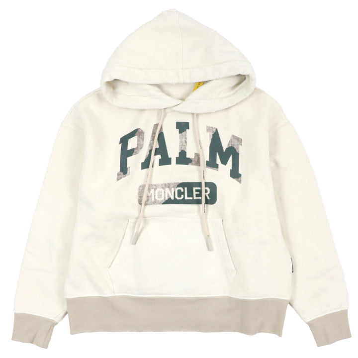 極美品▼モンクレール ジーニアス8 パーム エンジェルス 23AW HOODIE ダメージ加工 ロゴプリント プルオーバー パーカー S 正規品 メンズ
