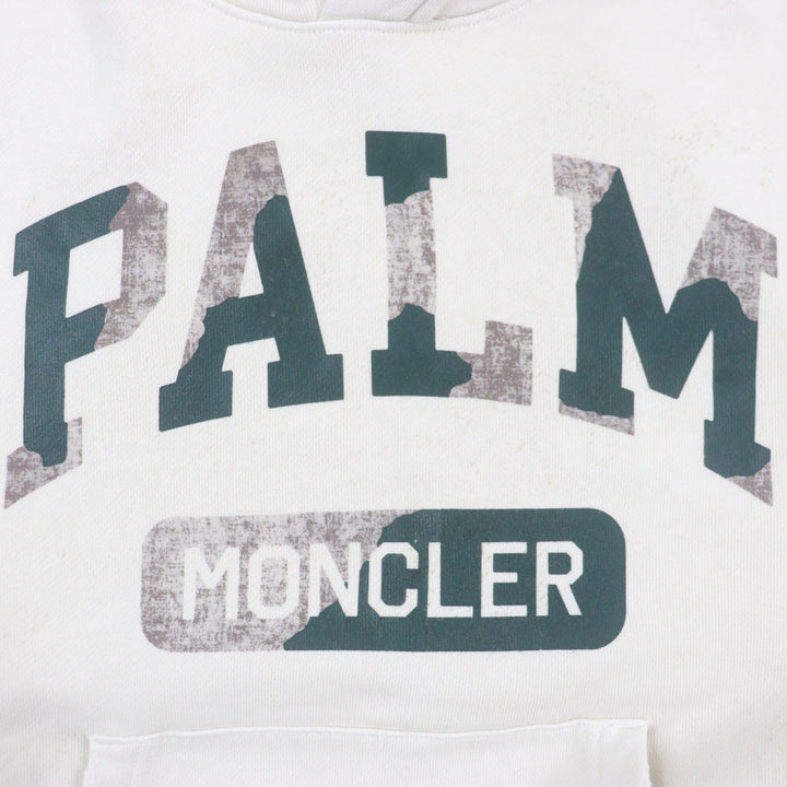 極美品▼モンクレール ジーニアス8 パーム エンジェルス 23AW HOODIE ダメージ加工 ロゴプリント プルオーバー パーカー S 正規品 メンズ