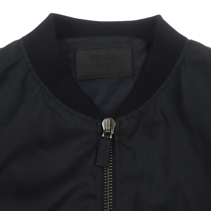 極美品▼PRADA プラダ 22SS SGC006 Re-Nylon トライアングルロゴ 三角プレート ZIPUP ボンバージャケット ブラック S 正規品 メンズ