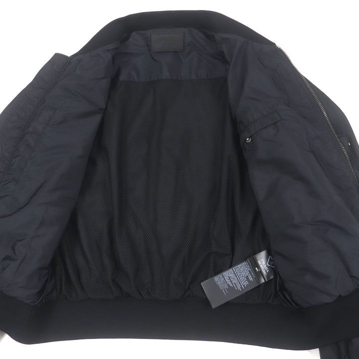 極美品▼PRADA プラダ 22SS SGC006 Re-Nylon トライアングルロゴ 三角プレート ZIPUP ボンバージャケット ブラック S 正規品 メンズ