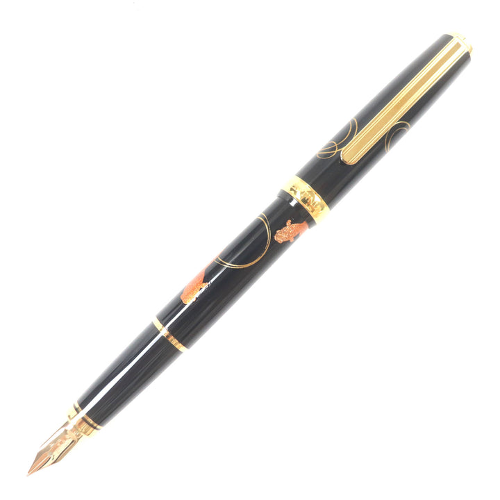 未使用品▼PLATINUM プラチナ 金沢箔 近代蒔絵 金魚 ペン先18K 中字 万年筆 ブラック ゴールド 箱付き 日本製 メンズ