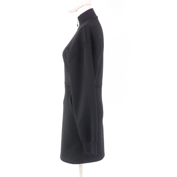 極美品★PRADA プラダ 2023年製 P3K43 トライアングルチャーム付 ジャージードレス ワンピース ブラック 36 伊製 正規品 レディース