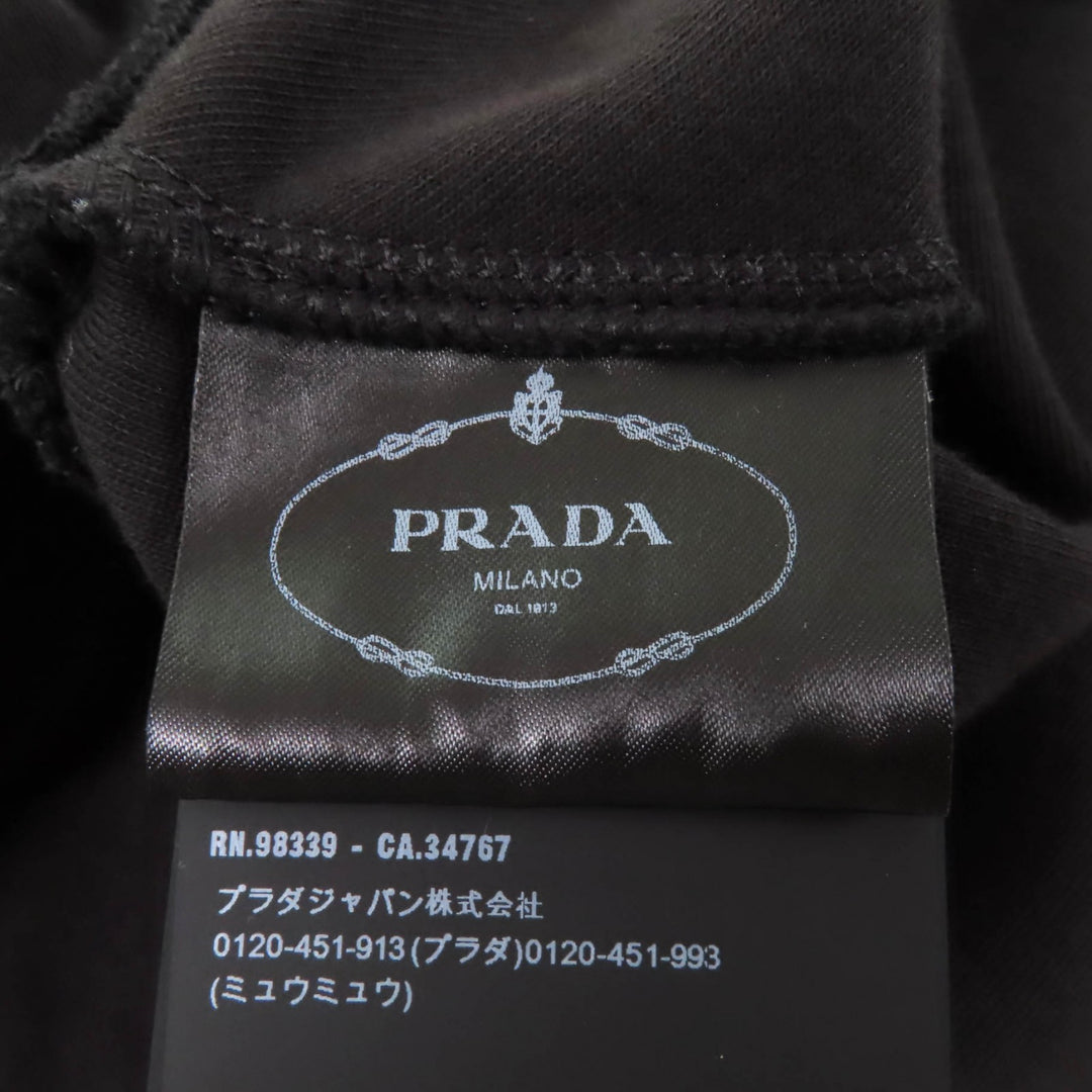 極美品★PRADA プラダ 2023年製 P3K43 トライアングルチャーム付 ジャージードレス ワンピース ブラック 36 伊製 正規品 レディース