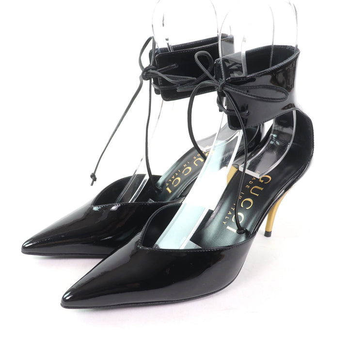 未使用品★GUCCI グッチ 721045 ポインテッドトゥ パテントレザー パンプス ブラック 36 箱・保存袋付き イタリア製 レディース