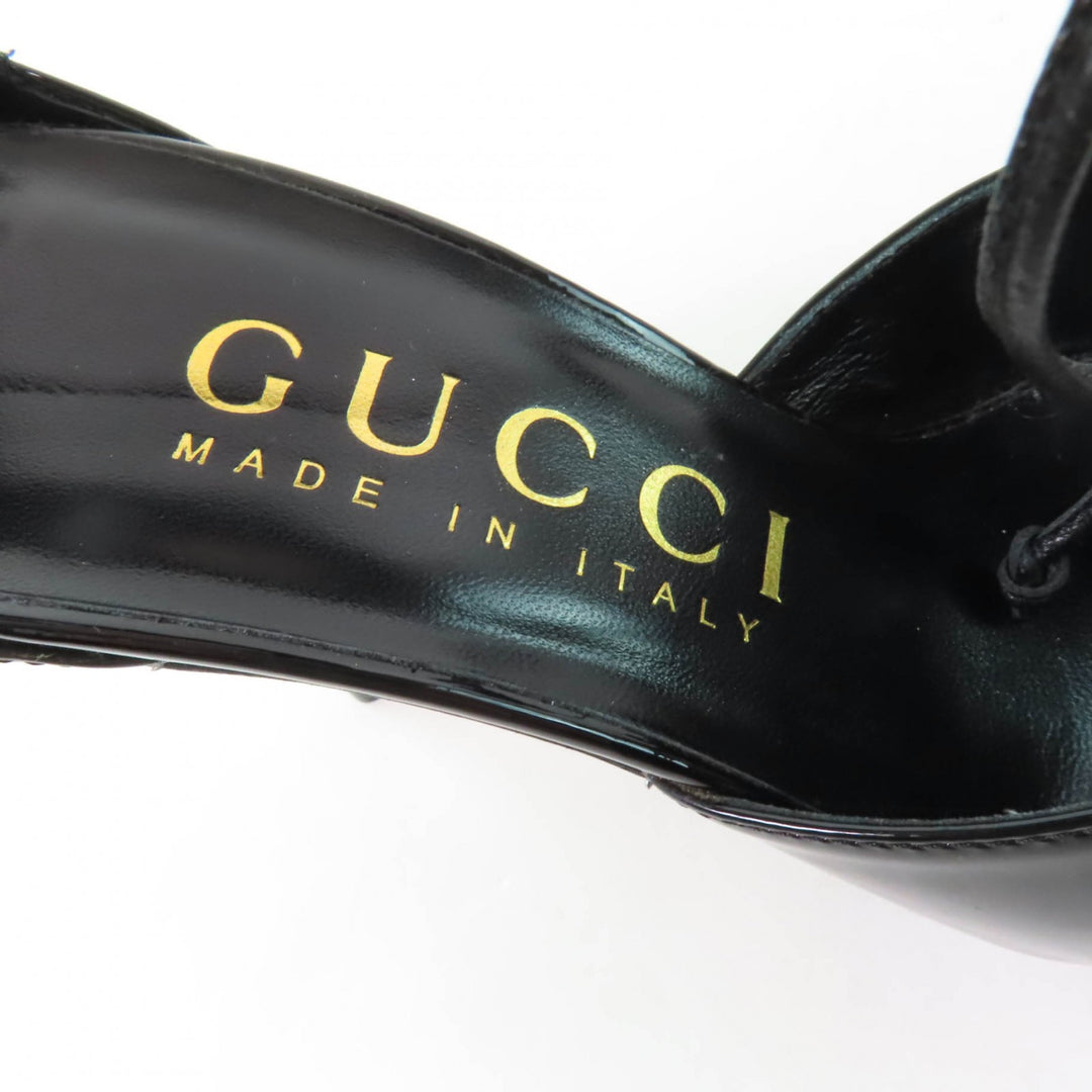 未使用品★GUCCI グッチ 721045 ポインテッドトゥ パテントレザー パンプス ブラック 36 箱・保存袋付き イタリア製 レディース