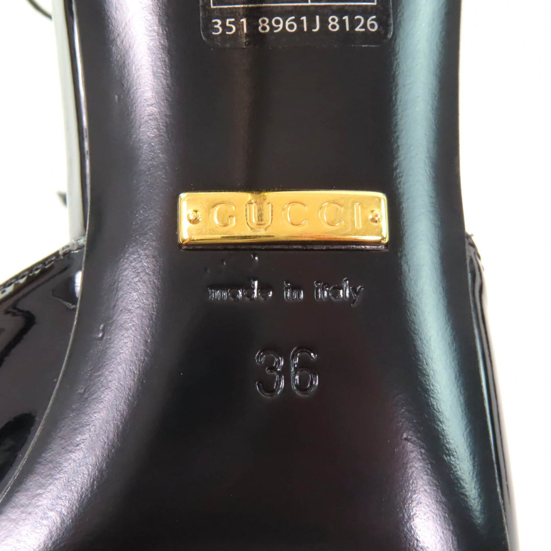 未使用品★GUCCI グッチ 721045 ポインテッドトゥ パテントレザー パンプス ブラック 36 箱・保存袋付き イタリア製 レディース