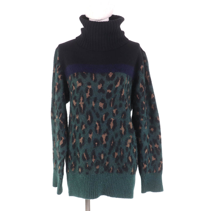 極美品★Sacai サカイ 19AW 19-04555 ウール アルパカ モヘア混 レオパード柄 タートルネック 長袖 ニット マルチ 1 日本製 正規品