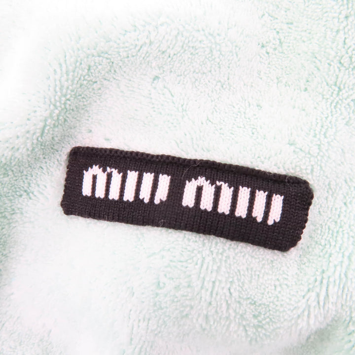 美品☆MIUMIU ミュウミュウ 2021年製 MF4169 ロゴ刺繍入り パイル地 半袖 ワンピース グリーン 40 イタリア製 正規品 レディース