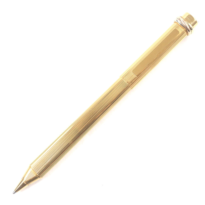 良品▼Cartier カルティエ ヴィンテージ トリニティ ストライプ柄 キャップ式 ボールペン ゴールド フランス製 メンズ