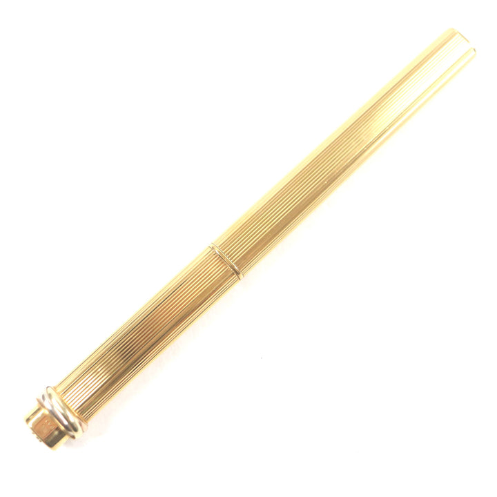 良品▼Cartier カルティエ ヴィンテージ トリニティ ストライプ柄 キャップ式 ボールペン ゴールド フランス製 メンズ