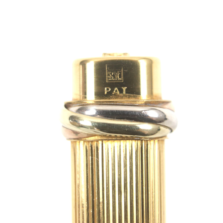 良品▼Cartier カルティエ ヴィンテージ トリニティ ストライプ柄 キャップ式 ボールペン ゴールド フランス製 メンズ