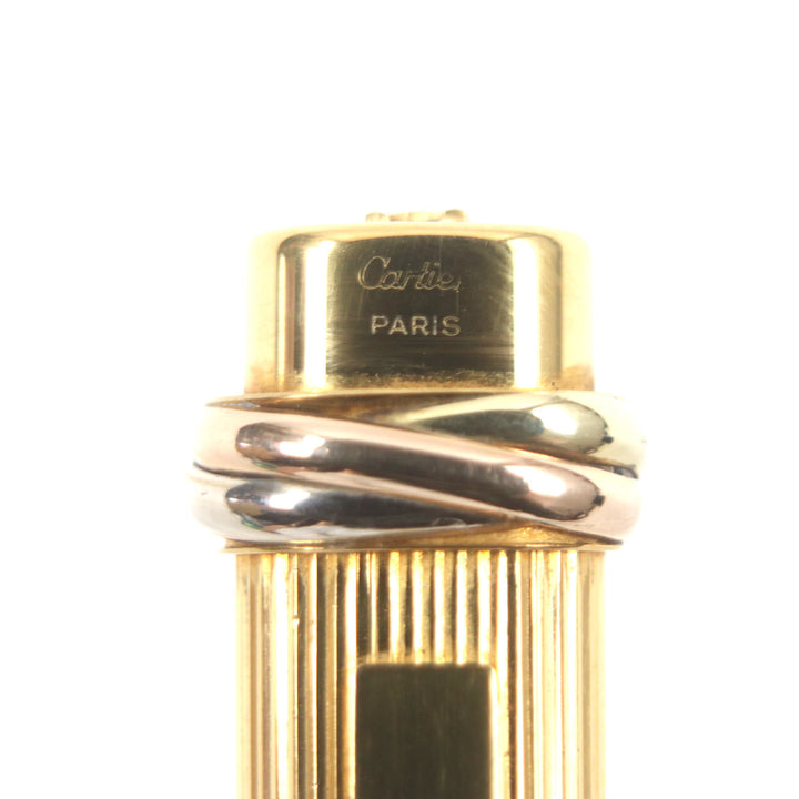 良品▼Cartier カルティエ ヴィンテージ トリニティ ストライプ柄 キャップ式 ボールペン ゴールド フランス製 メンズ