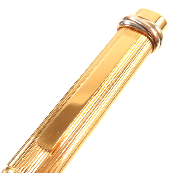 良品▼Cartier カルティエ ヴィンテージ トリニティ ストライプ柄 キャップ式 ボールペン ゴールド フランス製 メンズ