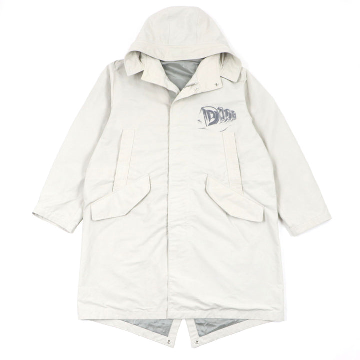 極美品▼DIOR ディオール オム 23AW 39C308A5834 バックプリント フード付き テクニカルコットン WZIPUP モッズコート 48 正規品 メンズ