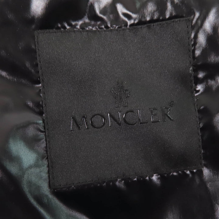 極美品☆MONCLER モンクレール 23-24AW CERCES ロゴワッペン・フード付 フロントロゴ ダウンジャケット ブラック 2 正規品 レディース