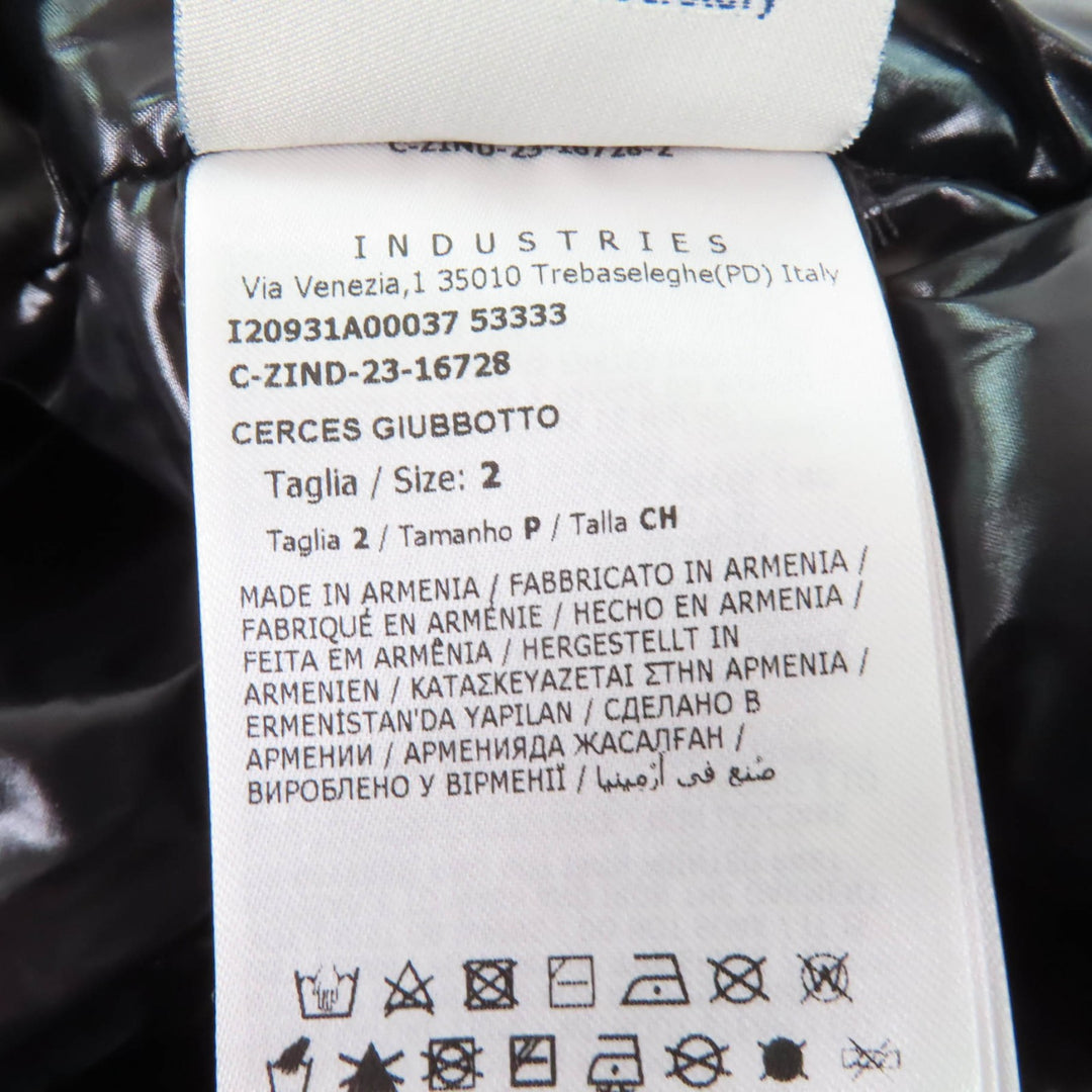 極美品☆MONCLER モンクレール 23-24AW CERCES ロゴワッペン・フード付 フロントロゴ ダウンジャケット ブラック 2 正規品 レディース
