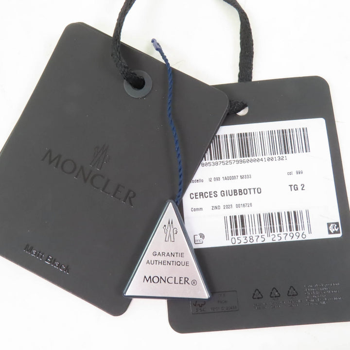極美品☆MONCLER モンクレール 23-24AW CERCES ロゴワッペン・フード付 フロントロゴ ダウンジャケット ブラック 2 正規品 レディース