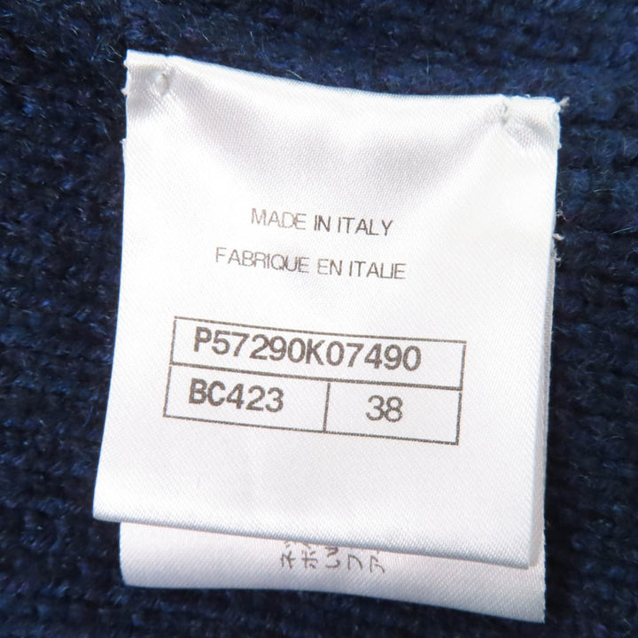 極美品☆CHANEL シャネル 17B P57290K07490 GABRIELLE COCO カシミヤ100％ ココマークボタン ベルト付 ニットコート ネイビー 38 正規品