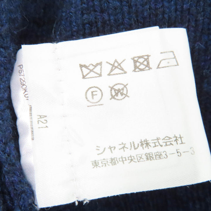 極美品☆CHANEL シャネル 17B P57290K07490 GABRIELLE COCO カシミヤ100％ ココマークボタン ベルト付 ニットコート ネイビー 38 正規品