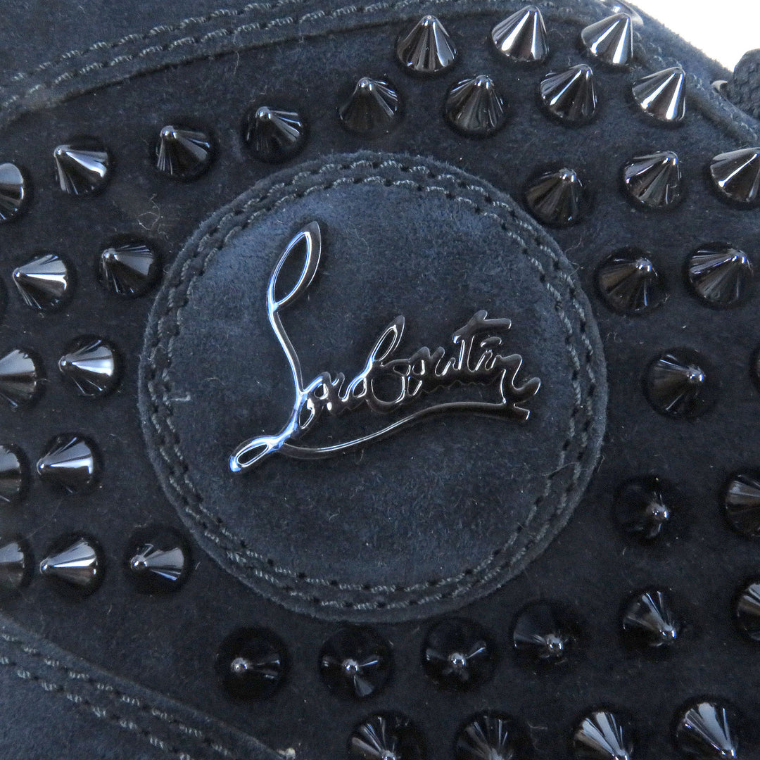未使用品□クリスチャンルブタン 3101212 LOUIS FLAT スパイクスタッズ スウェードレザー ハイカットスニーカー 紺 40.5 イタリア製
