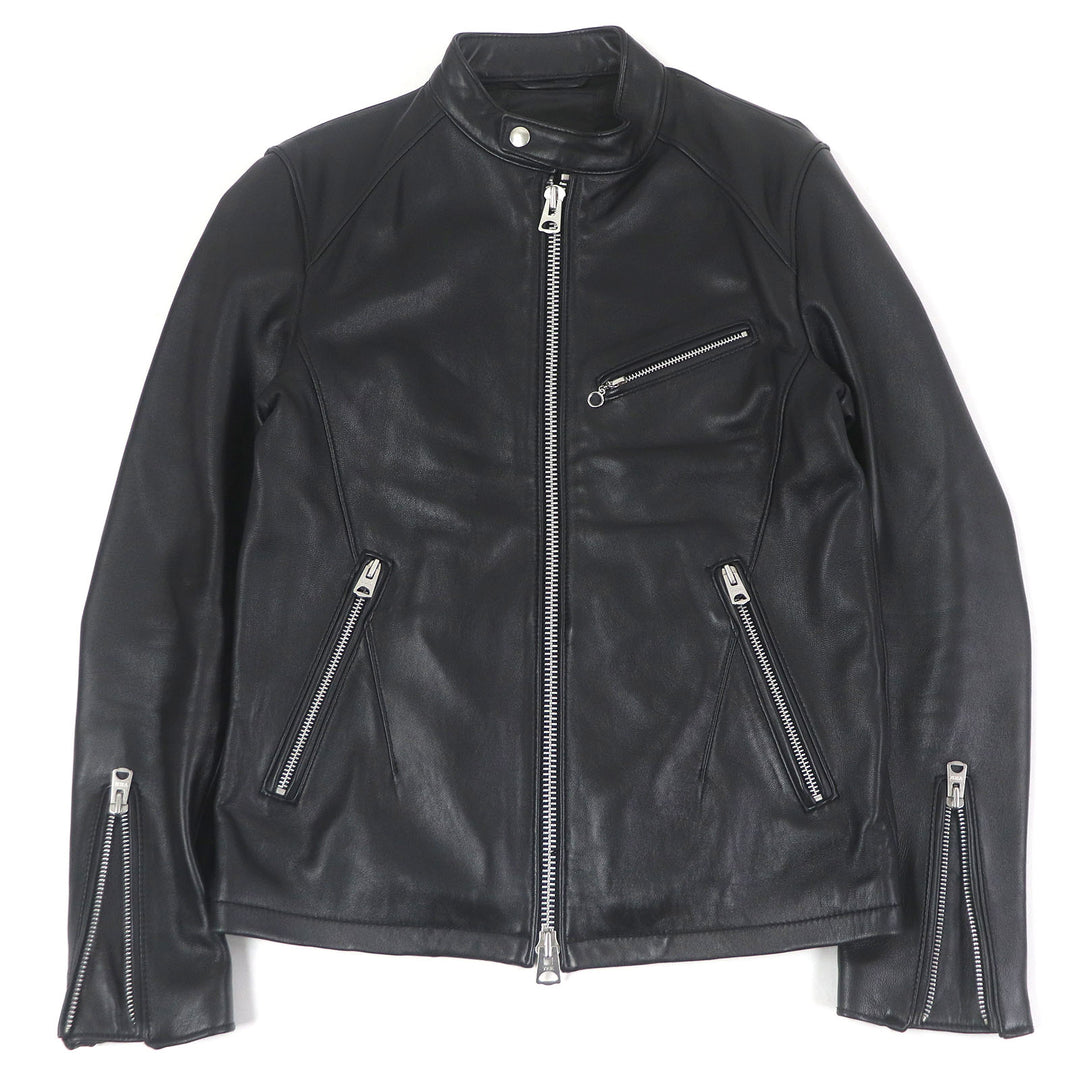 極美品□JACK ROSE ジャックローズ 254703J 羊革 シングル スタンドカラー ライダースジャケット レザージャケット ブラック M 正規品