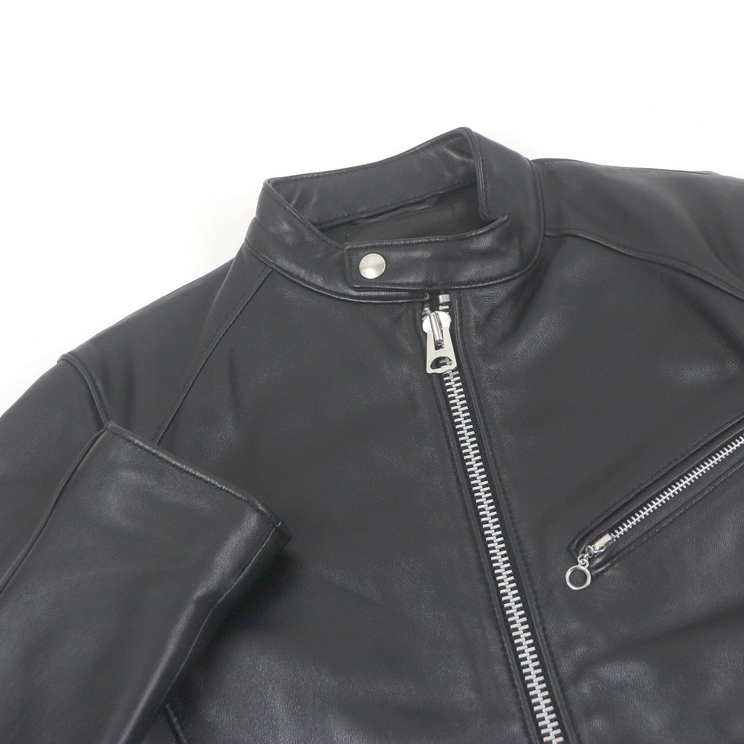 極美品□JACK ROSE ジャックローズ 254703J 羊革 シングル スタンドカラー ライダースジャケット レザージャケット ブラック M 正規品