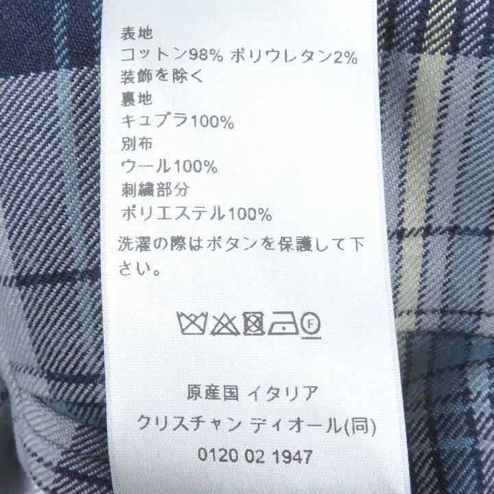美品□DIOR ディオール オム 2025年製 513C350A6471 ロゴ刺繍 裏チェック柄 バルマカーンコート ネイビー 48 イタリア製 正規品 メンズ