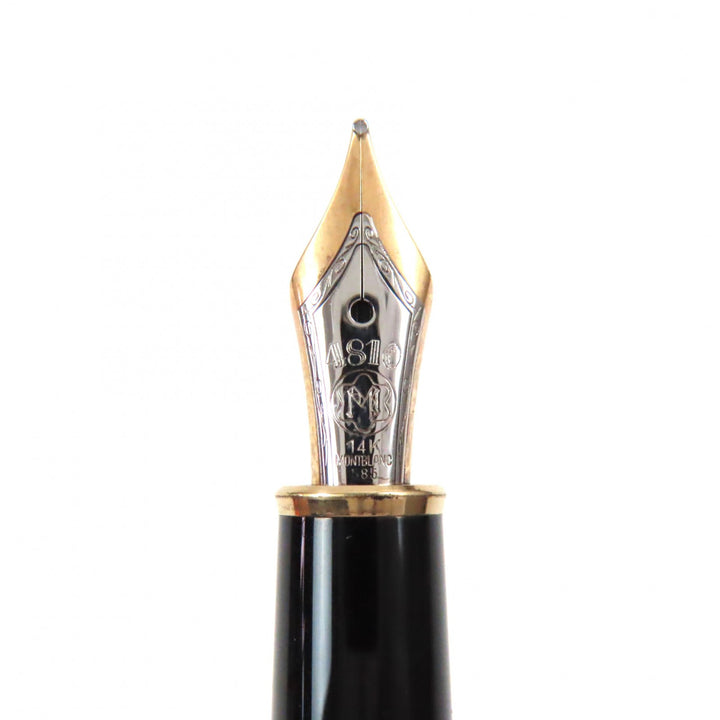 美品▼MONTBLANC モンブラン マイスターシュテュック クラシック ペン先14K Mニブ ホワイトスター 両用式 万年筆 ブラック ゴールド
