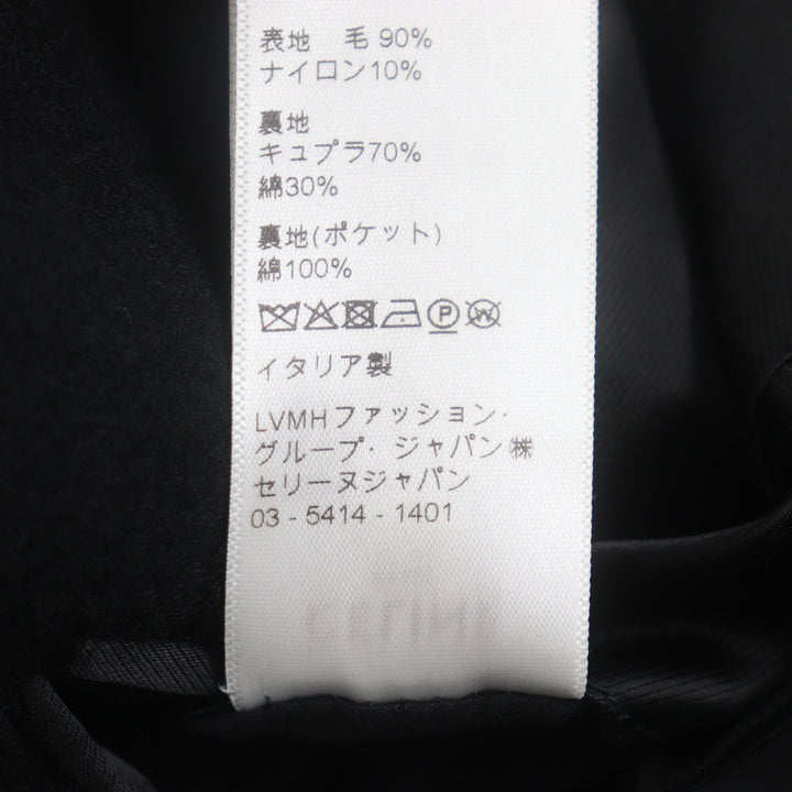 極美品▼CELINE セリーヌ 2M025863C ウール90% ロゴ入りボタン シングル チェスターコート ブラック 44 イタリア製 正規品 メンズ