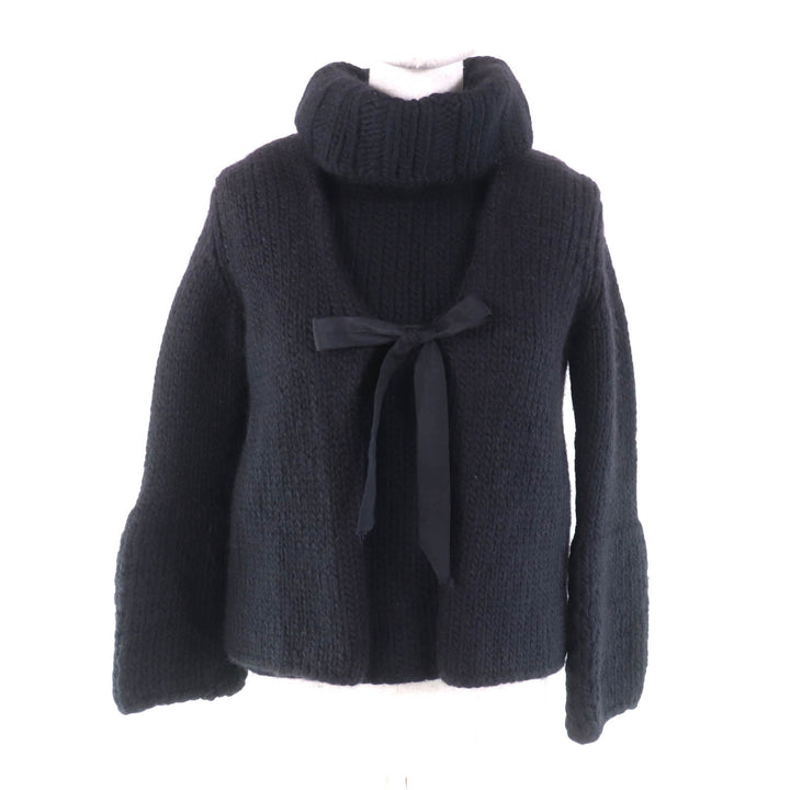 美品★GUCCI グッチ 104561 Vネックカーディガン＋ノースリニット 2点set 厚手 ニット アンサンブル ブラック S イタリア製 正規品