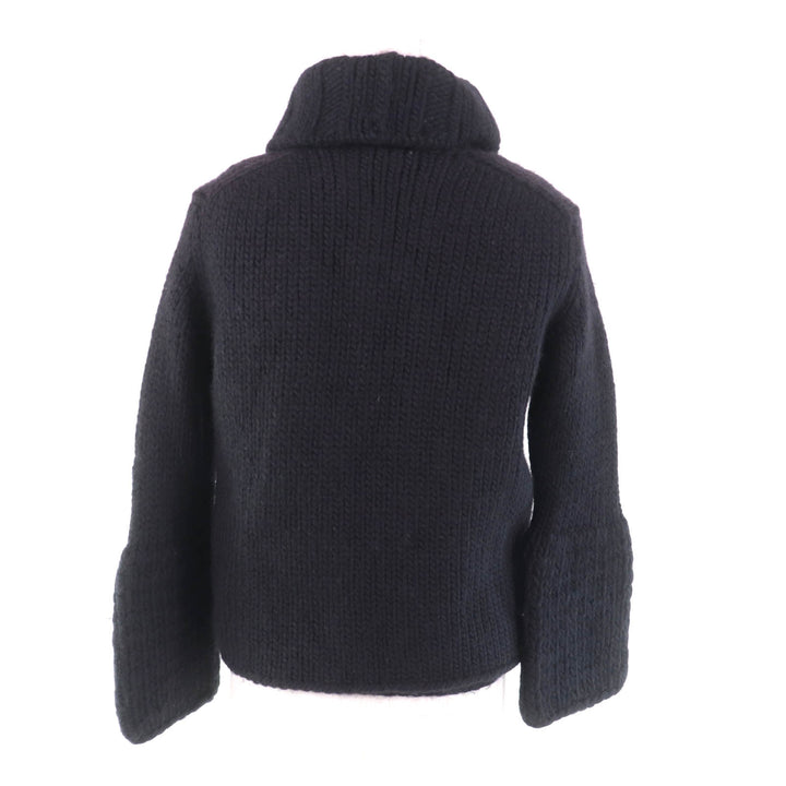美品★GUCCI グッチ 104561 Vネックカーディガン＋ノースリニット 2点set 厚手 ニット アンサンブル ブラック S イタリア製 正規品