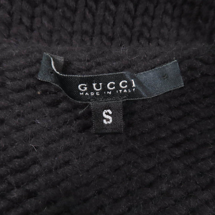 美品★GUCCI グッチ 104561 Vネックカーディガン＋ノースリニット 2点set 厚手 ニット アンサンブル ブラック S イタリア製 正規品