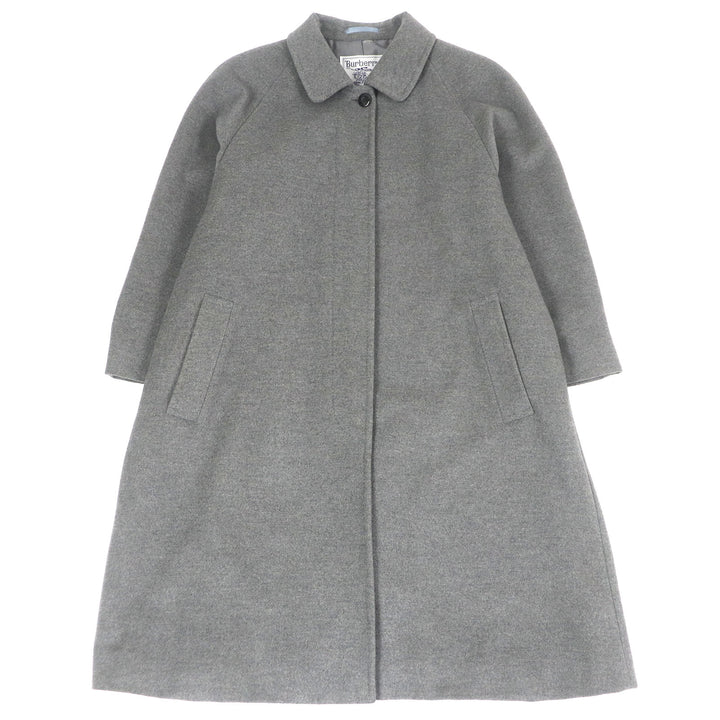 良品□Burberrys バーバリー ヴィンテージ カシミヤ100％ フライフロント ロング丈 ステンカラーコート グレー 9AR(Lサイズ相当) メンズ