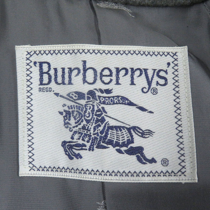 良品□Burberrys バーバリー ヴィンテージ カシミヤ100％ フライフロント ロング丈 ステンカラーコート グレー 9AR(Lサイズ相当) メンズ