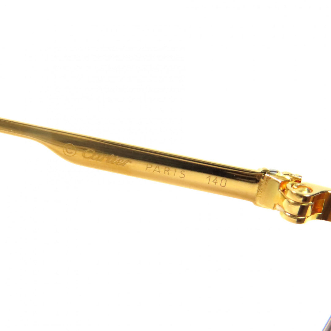 極美品△Cartier カルティエ トリニティ ハーフリム サングラス アイウェア ゴールド ボルドー 51□23 140 デモレンズ フランス製 メンズ