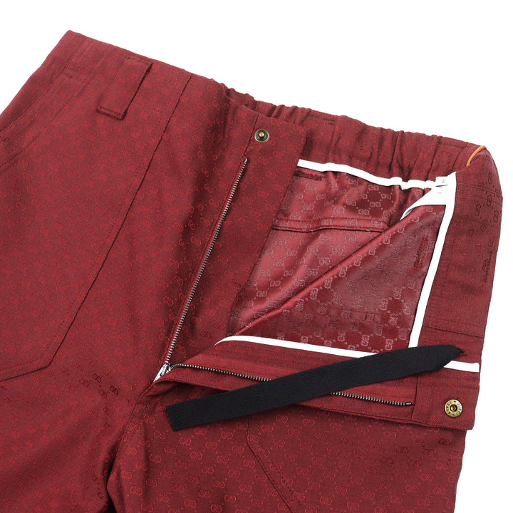 未使用品△GUCCI グッチ 20SS 614939 コットン GGジャガード 裾レイヤードデザインパンツ ランウェイ着用 ボルドー 46 イタリア製 正規品