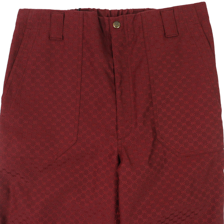 未使用品△GUCCI グッチ 20SS 614939 コットン GGジャガード 裾レイヤードデザインパンツ ランウェイ着用 ボルドー 46 イタリア製 正規品